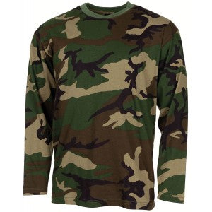 Tričko s dlhým rukávom Woodland maskáč